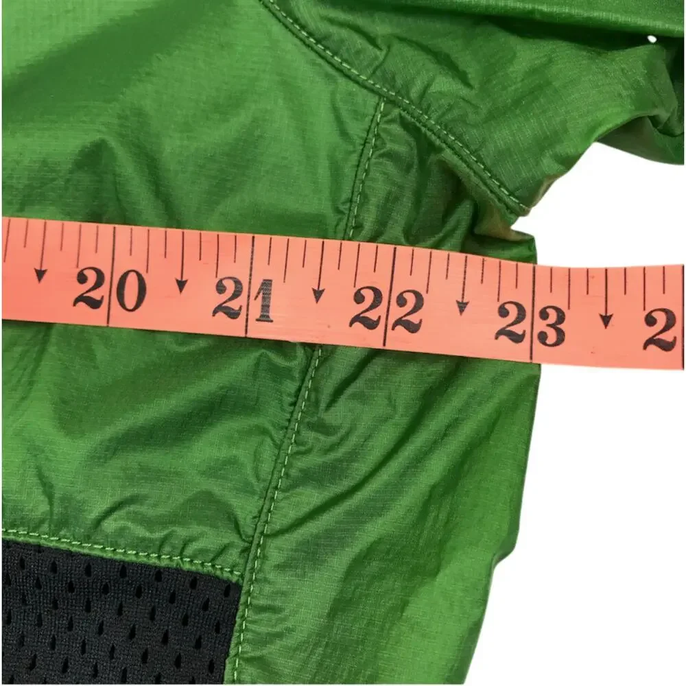 BROOKS Run-Thru Nylon Mesh Colorblock Packable Jacket Sz L Green Black Outdoor